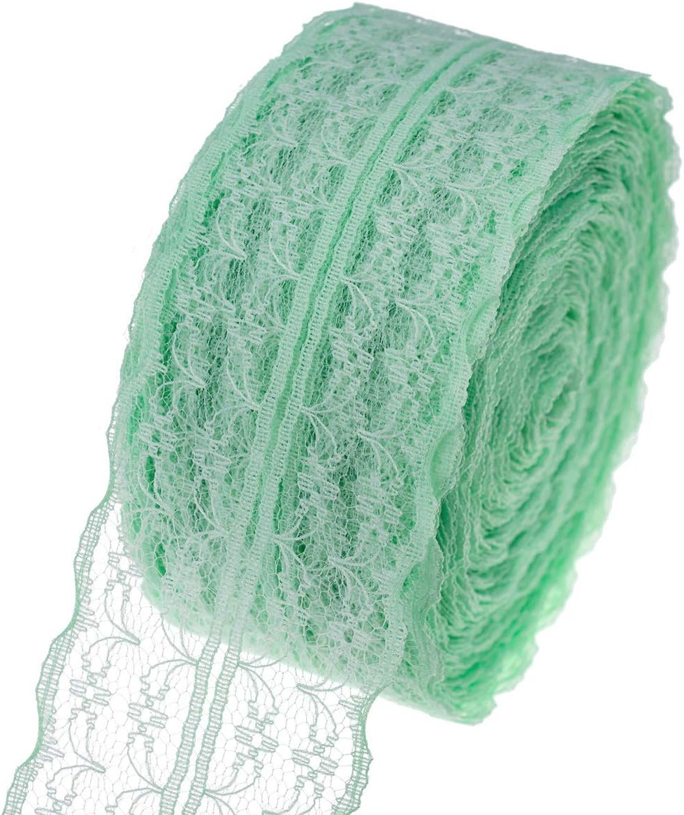 ATRibbons 25 Yards 1-3/4 Inch Wide Floral Pattern Lace Trim Roll Colorful Lace Fabric Ribbon for Sewing Making,Gift Wrapping and Bridal Wedding Decorations (Light Green)
