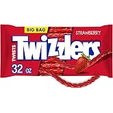 TWIZZLERS Twists Strawberry Licorice Style Candy Big Bag, 32 oz | Strawberry Flavored Chewy Licorice Style Twists, Low Fat and Kosher, Resealable Big Bag for Movie Nights and Sharing, 32 oz