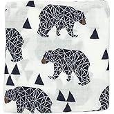 HGHG Cute Organic Cotton Muslin Swaddle Blankets Premium Receiving Blanket for Boys & Girls 47" x 47" Baby Bear Blanket