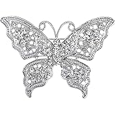 Alilang Clear Crystal Rhinestone Filigree Butterfly Brooch Pin - Pink or White Tone