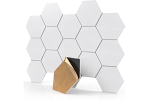 AUDIOSOUL 18 Pack White Hexagon Self-Adhesive Acoustic Panels-12"X10"X 0.4" Soundproof Wall Panels, High-Density Sound Absorbing for Studios, Offices, and Home Theaters