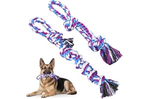 LOOBANI Dog Rope Toys for Aggressive Chewers - 2 Packs Replacement Interactive Chew Toy for Pet Grinding Teeth, Tug of War To