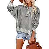 Dokotoo Hoodies for Women 2024 Fashion Fall V Neck Button Down Long Sleeve Hooded Sweatshirts Tops