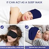 WLLHYF Silk Bonnet Sleep Cap Satin Lined Beanie Adjustable Turban Navy Blue view 4