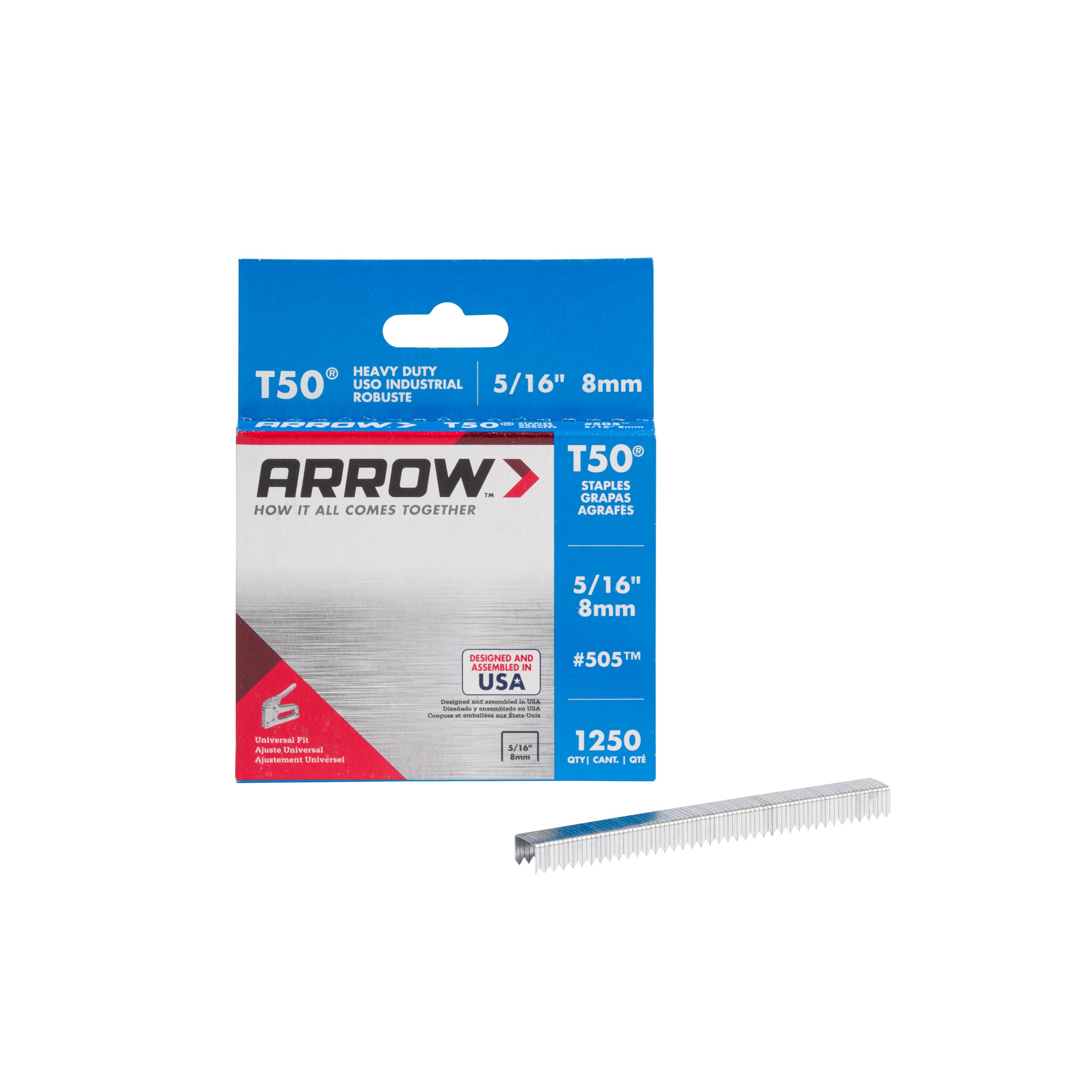 Arrow Staples T50 Box 1250 - 5/16 in