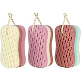 KECUCO Big Bath Sponges for Women, Loofah Sponge, Soft &amp; Exfoliating,3‑Pack | Soft &amp; Rich Lather, Skin‑Friendly High‑Friction Exfoliating Loofah Sponge, Distinct Texture &amp; Medium‑Firm Sponginess for Body