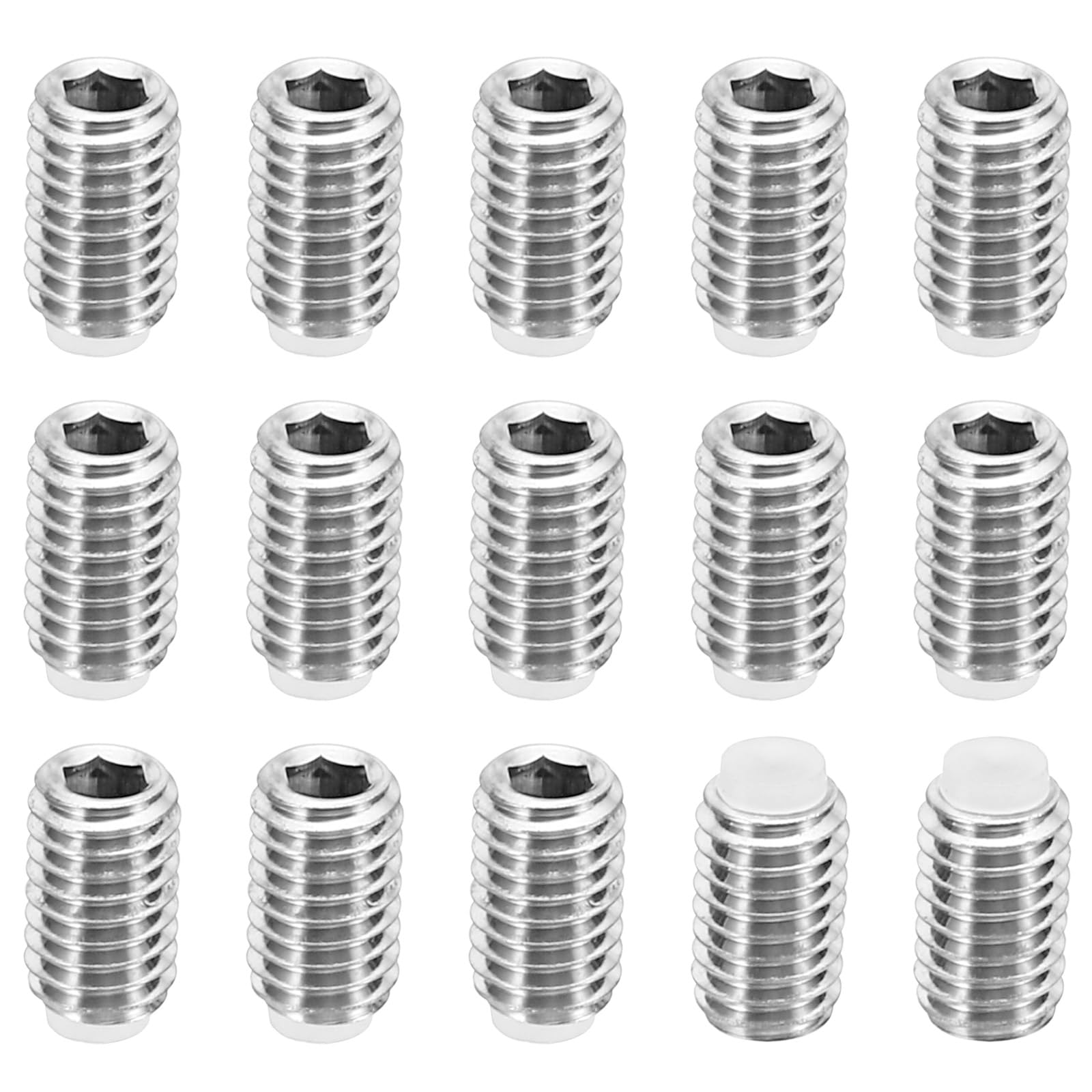 PATIKIL M5x8mm Nylon Tip Grub Screw, 15 Pack Metric Hex Socket Head Cup Point Anti Slip Set Screws Internal Hex Drive Hardware, 304 Stainless Steel