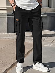 PLEPAN Mens Casual Cargo Pants Drawstring Hiking