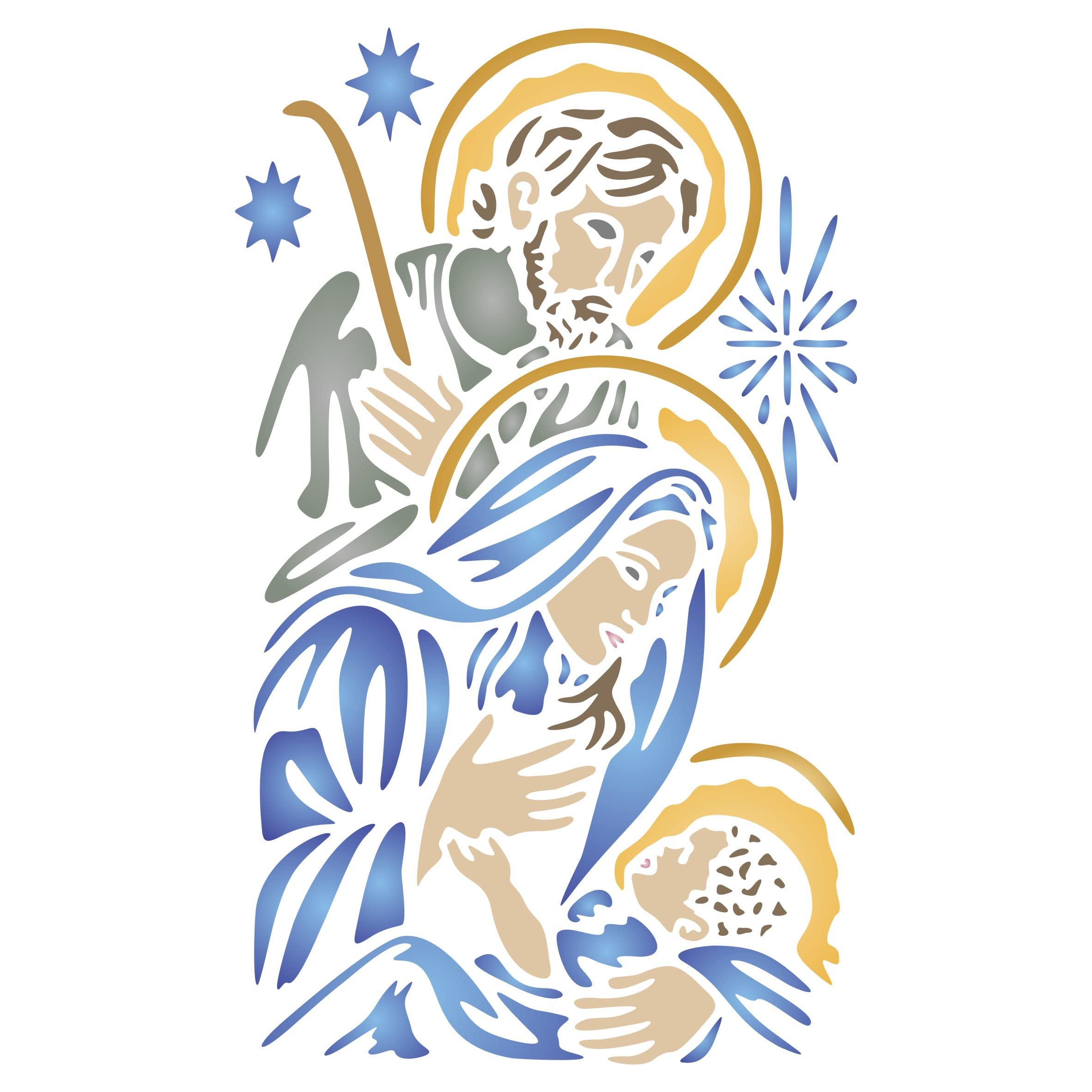 Holy Family Stencil, 7.5 x 12.7 cm (S) - Nativity Jesus Mary Joseph Catholic Christian Religious Stencils for Painting Template