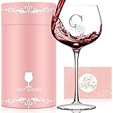 Valentines Day Gifts for Her, Initial A-Z Wine Glass Customized Gift For Women, Personalized Galentines Mothers Day Christmas Birthday Gifts for Women Her Mom Best Friend Sister Wife Sister (S)