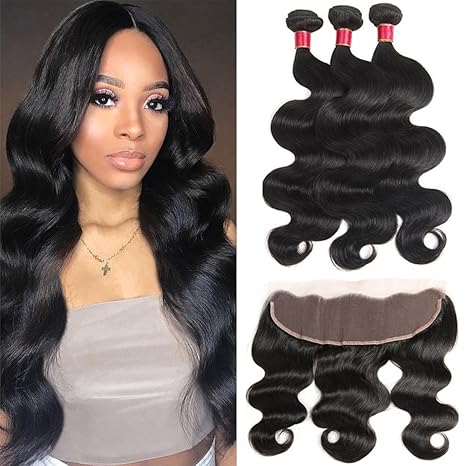 Brazilian Virgin Hair With Frontal Body Wave Bundles With Frontal