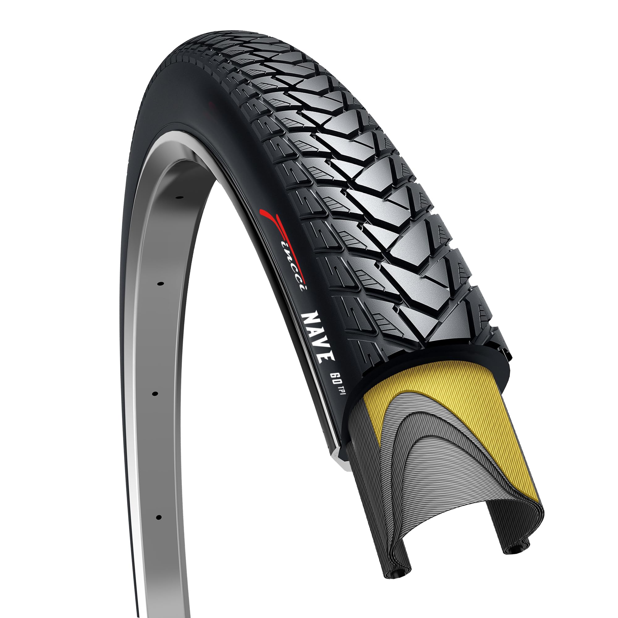 Fincci 700 x 35c Tyre 37-622 Foldable 60 TPI City Commuter 700c Tyre with 1mm Nylon Anti-Puncture Protection for Cycle Road Mountain MTB Hybrid Gravel Offroad Bike Bicycle