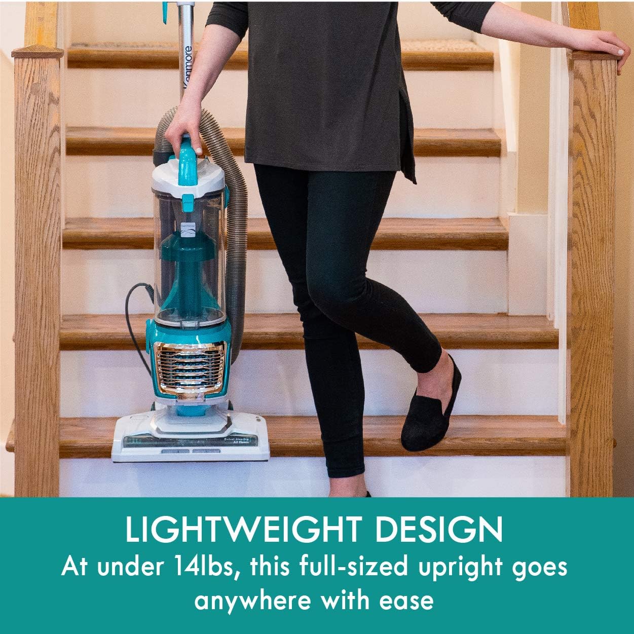 Kenmore DU2012 AllergenSeal Bagless Upright Vacuum 2-Motor Power Suction Lightweight Vacuum Cleaner with 10’ Hose, HEPA Filter, 2 Cleaning Tools for Pet Hair, Carpet and Hardwood Floor -