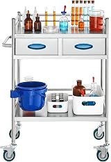 VEVOR 2-Layer Stainless Steel Lab Serving Utility Cart with Lockable Wheels & view 9