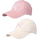 Skicuff 2 Pack Bow Tie Baseball Cap Coquette Pink Bow Baseball Cap for Woman Cute Sun Travel Sports Hats