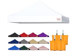 Tradesparker 10x10 Commercial Pop Up Canopy Replacement Top-Windproof D-Rings+Banner Grommets+Loop Pile Wall System,Ez Canopy Cover ONLY-Frame/Side Walls NOT Included(White)