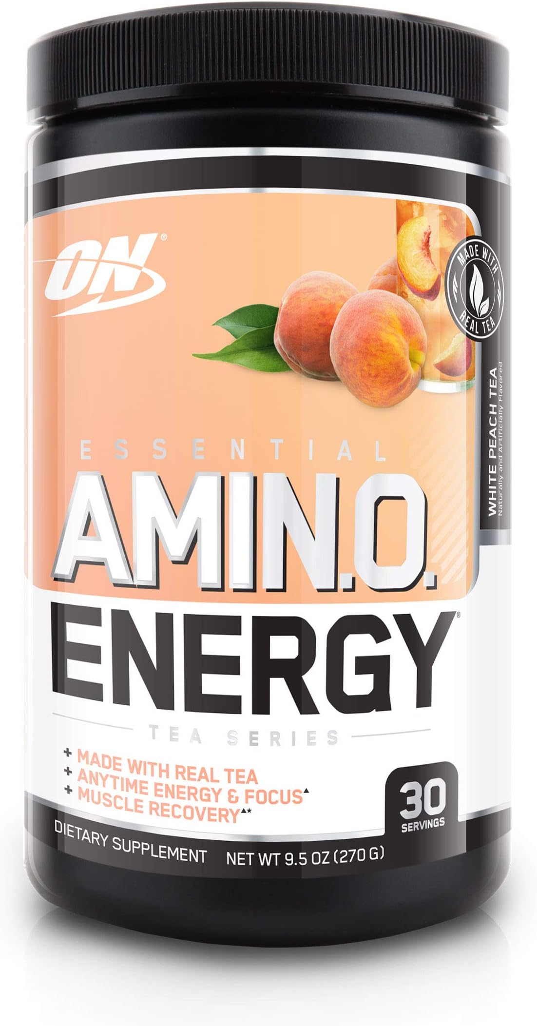 Optimum Nutrition Amino Energy - Pre Workout with Green Tea, BCAA, Amino Acids, Keto Friendly, Green Coffee Extract, Energy Powder - White Peach Tea, 30 Servings
