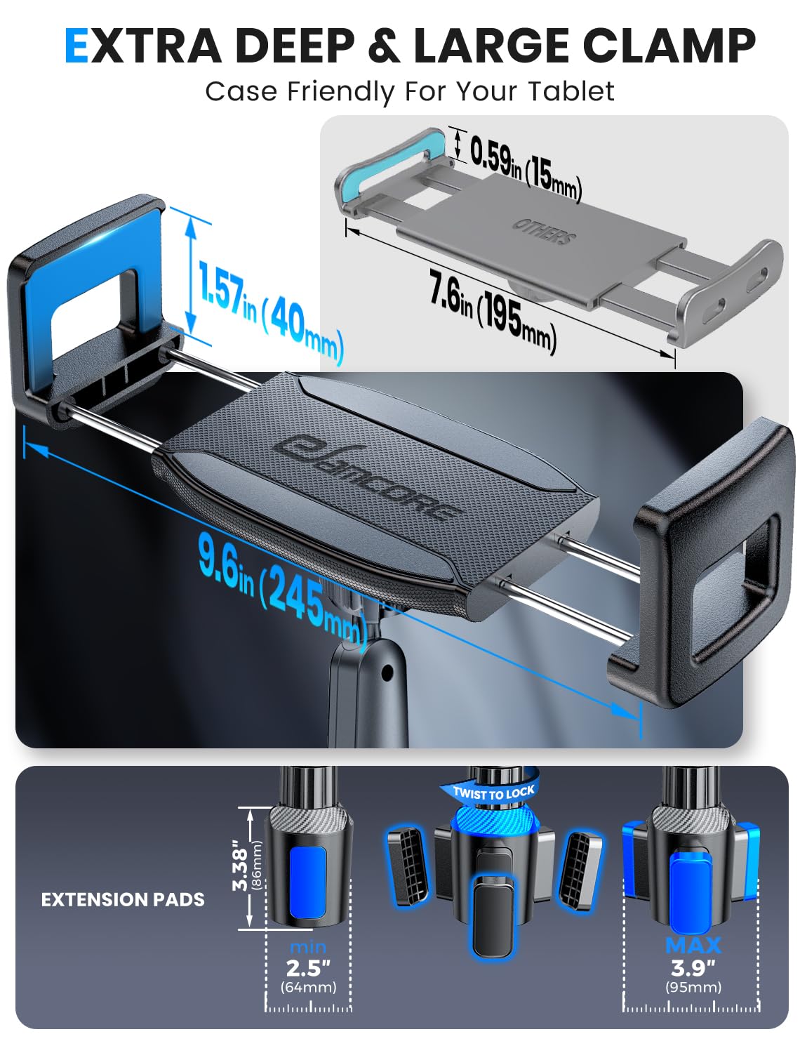 eSamcore Tablet Holder for Car, for iPad Cup Holder Car Mount with 1.57