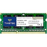 Timetec 4GB DDR3L / DDR3 1600MHz PC3L-12800 / PC3-12800 Non-ECC Unbuffered 1.35V / 1.5V CL11 2Rx8 Dual Rank 204 Pin SODIMM La