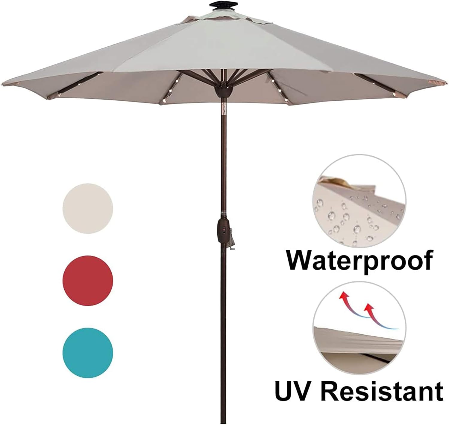 Abba Patio Solar Powered 9ft Patio 64 Led Lights With Tilt Crank Umbrella Cover Beige Amazon Ca Patio Lawn Garden