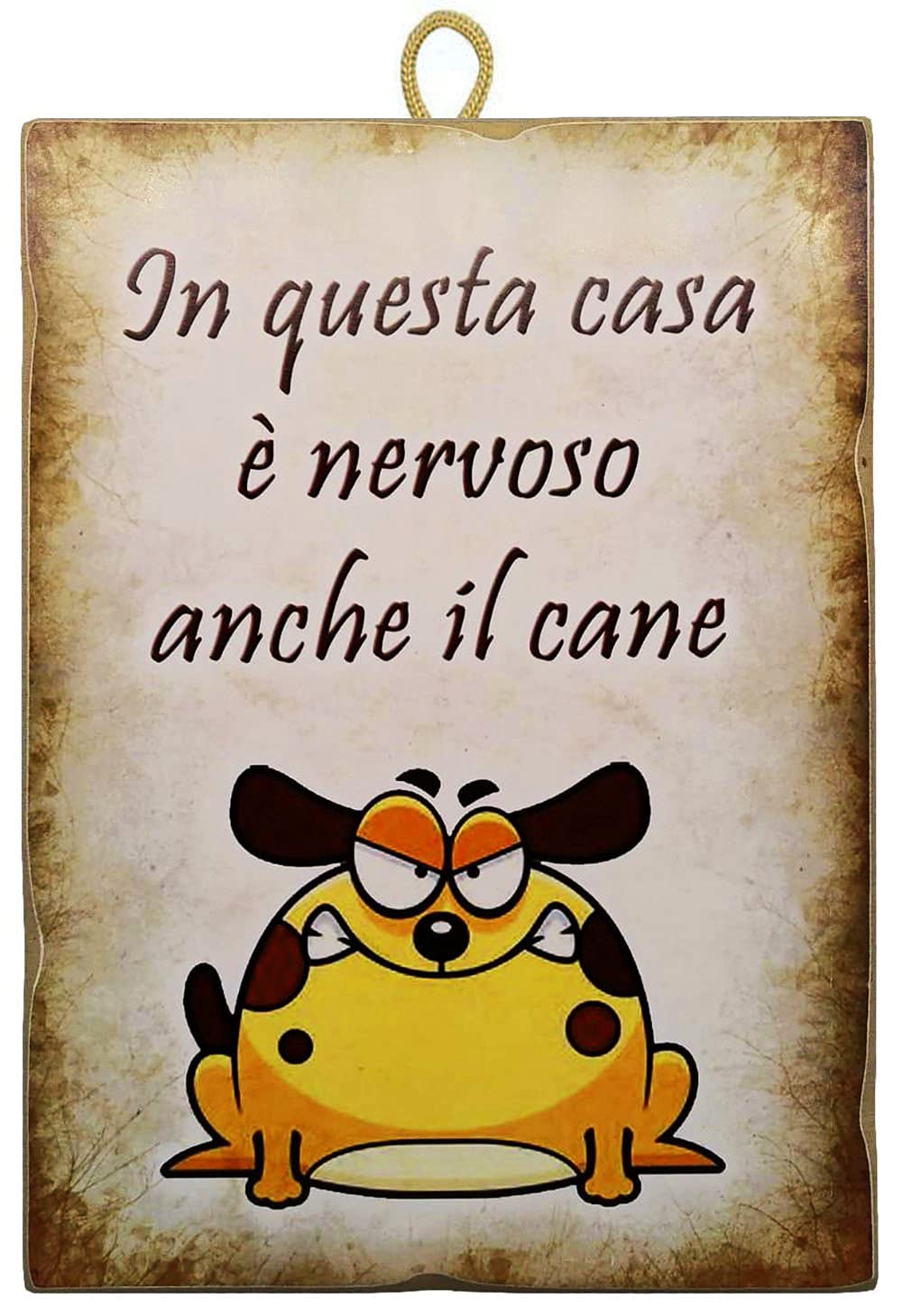 KUSTOM ART Painting Painting Vintage Style Series Animals (Dogs) In This House Is Nervous Even Collectible Dog Print on Wood