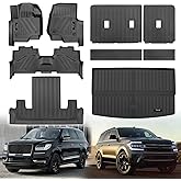for 2018-2024 Ford Expedition Max/Lincoln Navigator L 7 Seater Floor Mats 3 Row Trunk Cargo Liners Backrest Mat Set TPE Protection Mat Accessories (Only for 7seat, Fit MAX Or L)