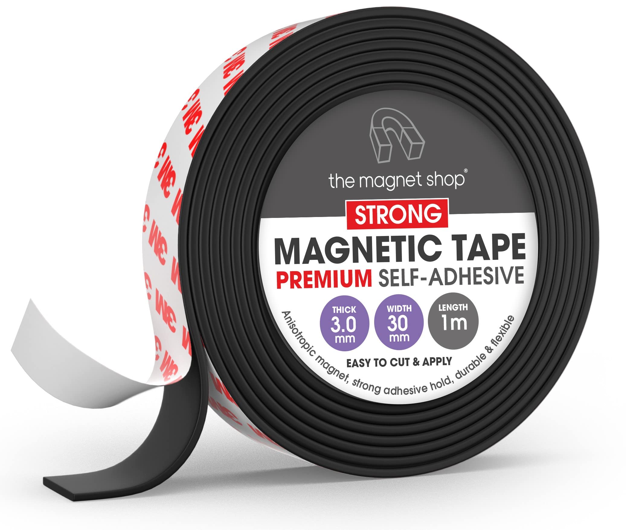 TMS Magnetic Tape for Crafts (Extra Strong 30mm Wide, 3.0mm Thick, 1 metre)