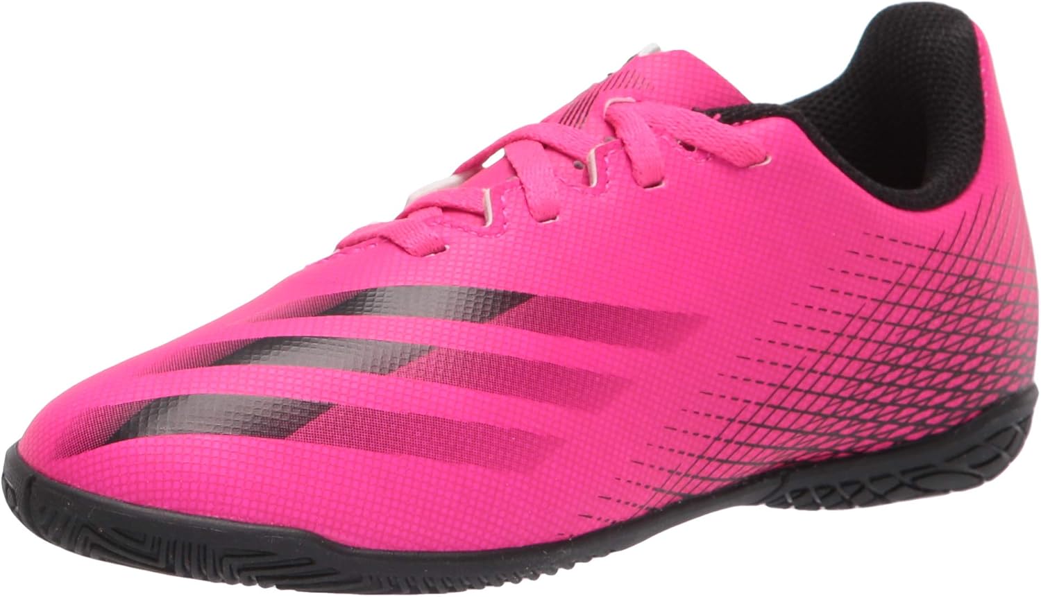adidas unisex child X Ghosted.4 Indoor Soccer Shoe, Shock Pink/Black
