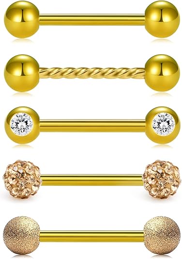 5 pairs (10 pieces) 16g stainless steel labret monroe lip ring tragus helix ear stud piercing jewelry 6-14mm, Stainless steel, acrylic, plastic, metal, steel