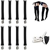 WILLWIN Elastic Stocking Clips Suspenders Garter Belt for Girdles Corset Straps Adjustable Leg Garter Girdles Fasteners Keep Your Lingerie Corset Snag on 8 Pcs Black