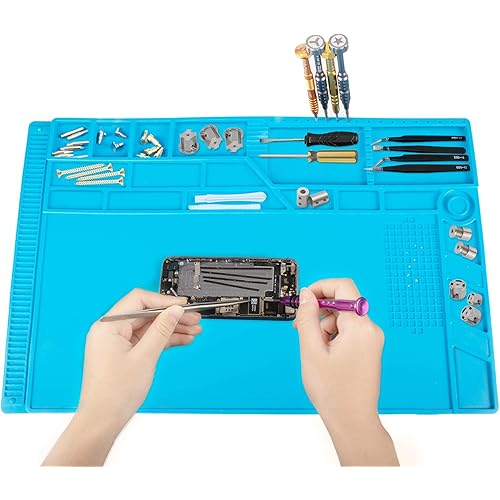 Soldering Mat Large, LONOVE Magnetic Anti-Static Silicone Repair Mat Heat Resistant Non-slip Solder Pad for Electronic Cell Phone Computer Watches Solder Reparing, etc - 21.6“ x 14" x 0.19"