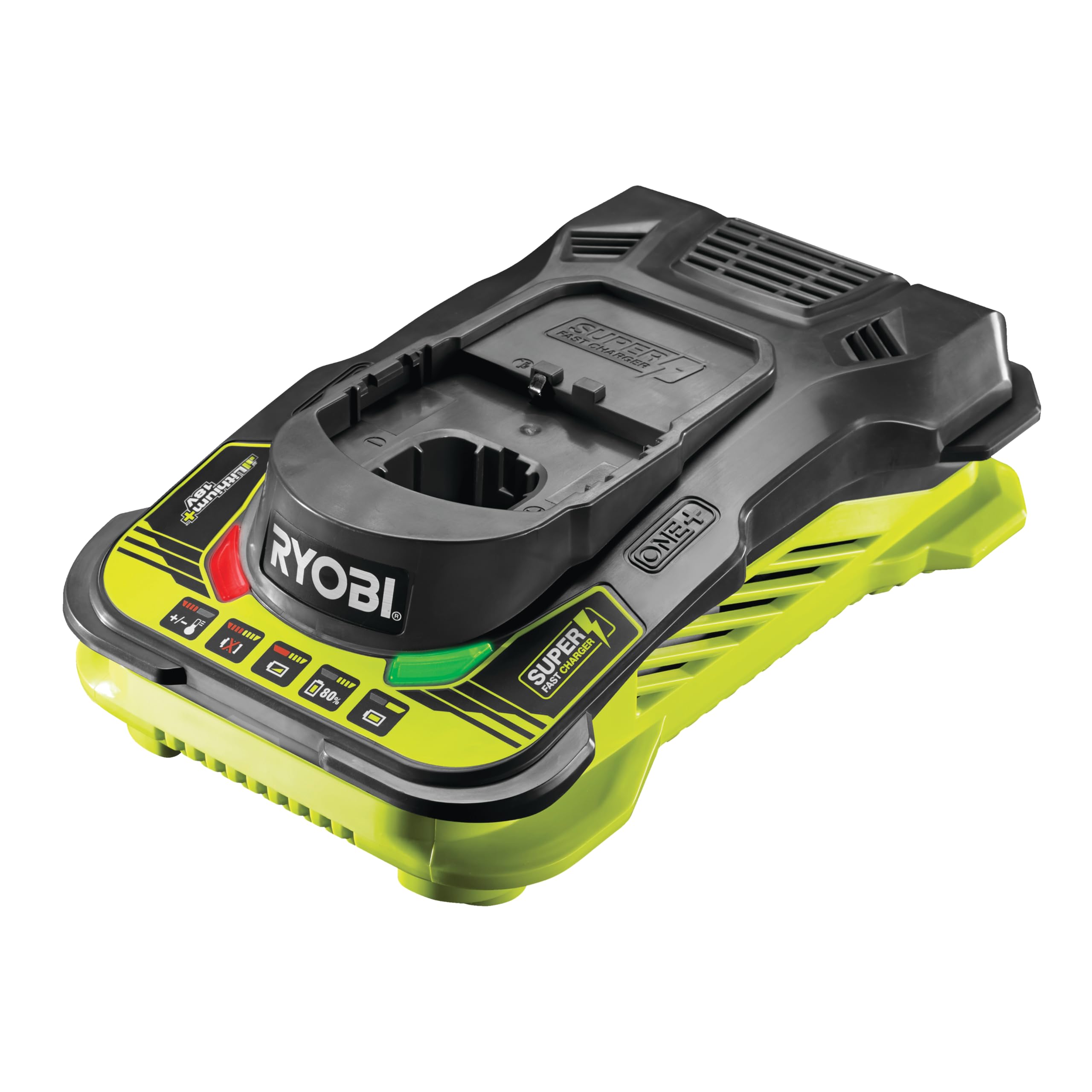 RYOBI 18 V ONE+ Akku-Schnellladegerät RC18150 (Ladestrom 5,0 A, kompatibel mit Allen RYOBI 18 V ONE+ Akkus, geliefert im Karton)