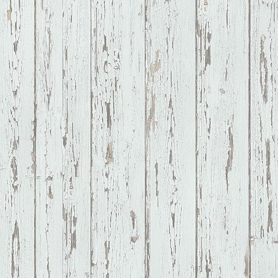 Norwall FH37530 Shiplap Prepasted Wallpaper, Blue, Light Blue, Cloud
