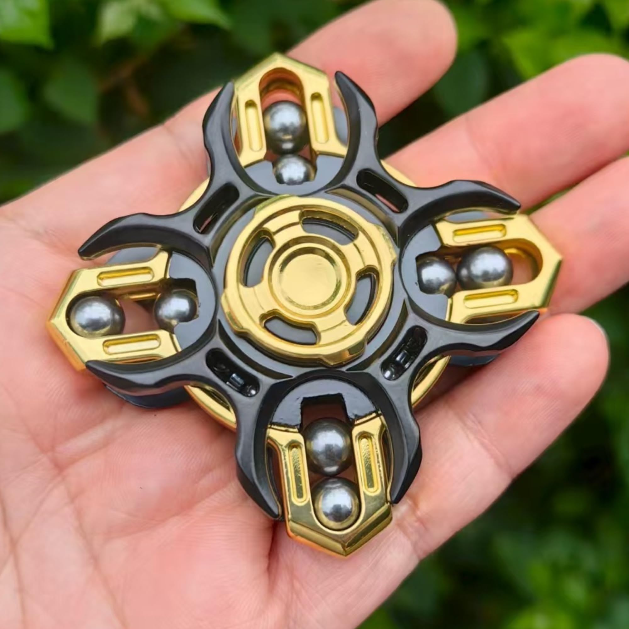 T-Conceal EDC Fidget Sliders Tuning Fork Fingertip Gyroscope Stress Relief Toys for Adults Enhance Concentration and Relaxation Long Spin Time Magnetic Metal Toys (Yellow Black)