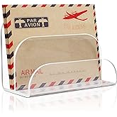 ChengFu Acrylic Mail Organizer 2 Sections for Desk Clear | File Organizer，Desk Organizer File Sorter File Folder Holder Mail
