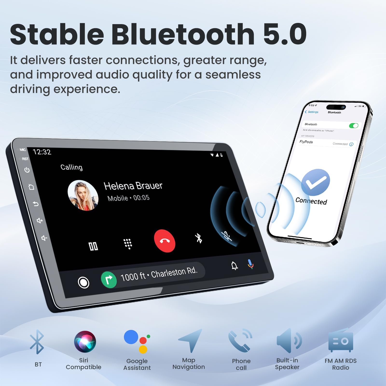 4Core 32ROM Car Radio for Ford Focus 2012 2013-2018 with Touch Screen GPS Bluetooth 5G-WiFi 1080P Backup Camera Carplay Android Auto FM SWC