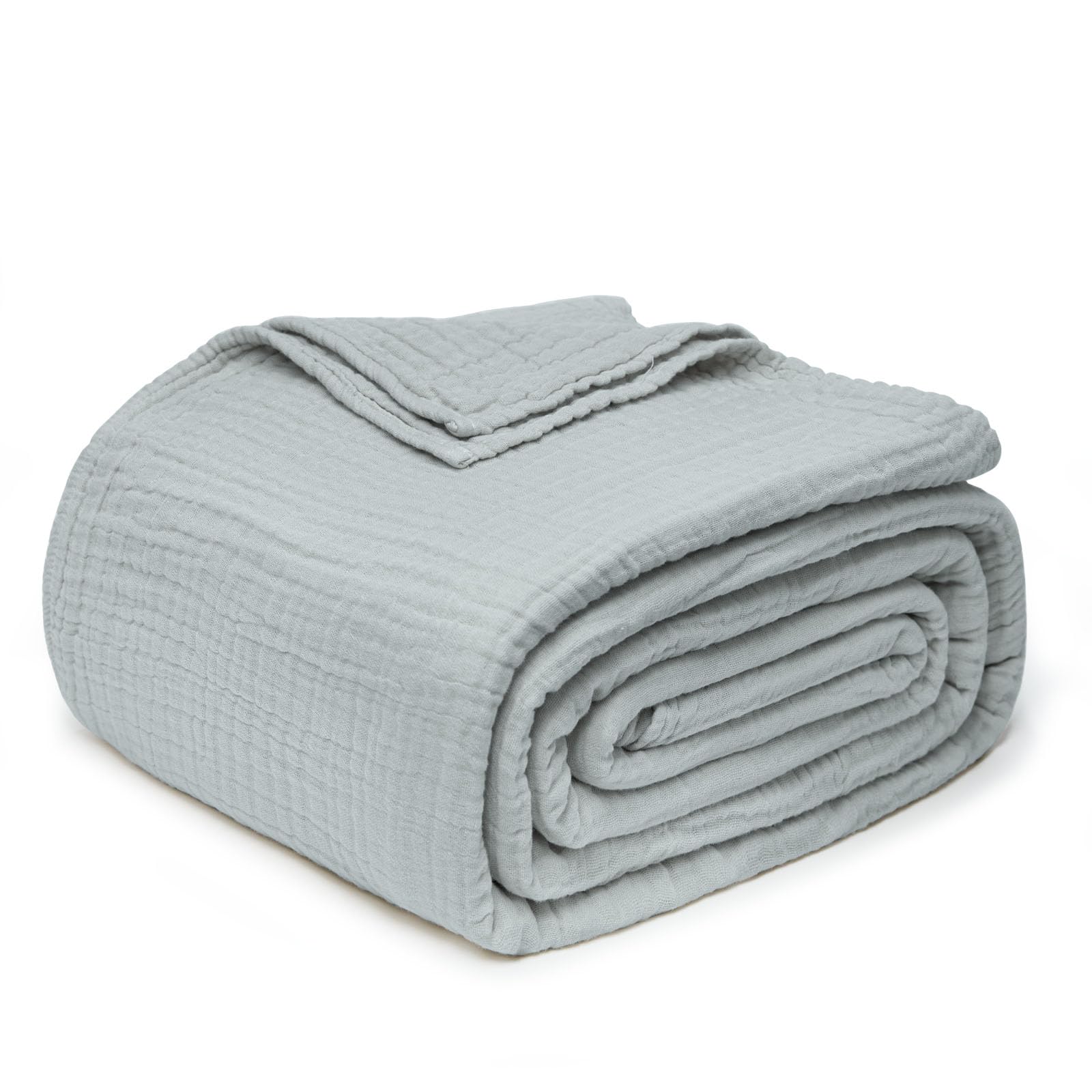 Photo 1 of Joydeco 100% Cotton Muslin Throw Blanket for Couch Bed and Sofa, 4-Layer Lightweight and Breathable Soft Gauze Blanket for All Season, Luxury Throws Cotton Blanket Gift(Grey, 50"x70")