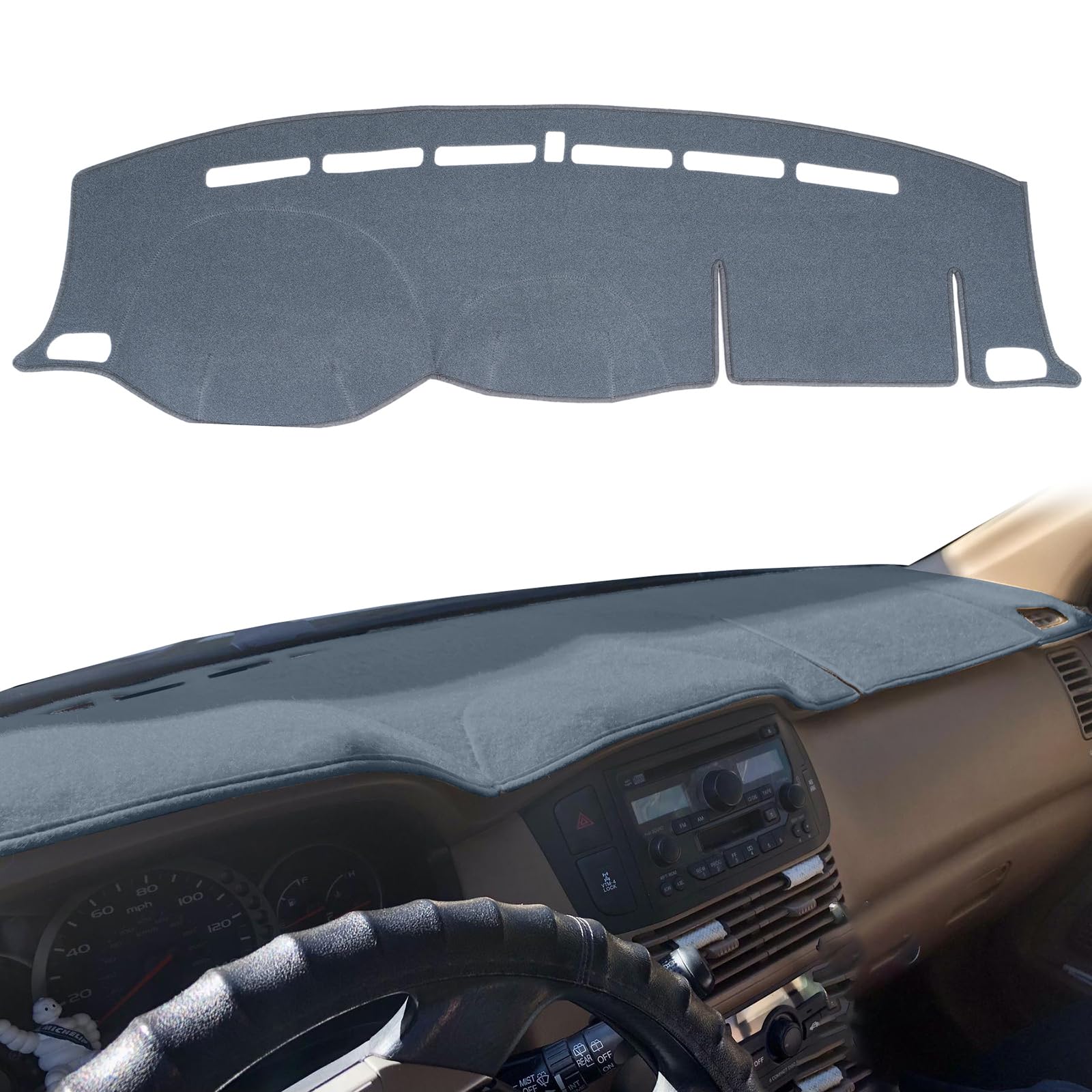Photo 1 of puxhig Dashboard Cover Custom Fit for Honda Pilot 2002 2003 2004 2005 2006 2007 2008 Dash Cover Mat Pad Carpet Protector (Dark Gray)