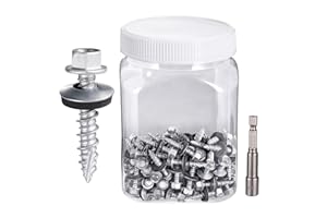 Xrfoiniu Metal Roofing Screws 150 Pcs #10x1 Galvanized Hex Head Self-Tapping Screws with EPDM Rubber Washer Sharp Point Metal Included for Wood Siding Corrugated Roofing Screws (Sliver)