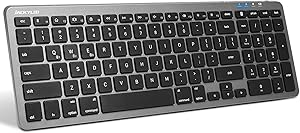 Rechargeable Multi-Device Bluetooth Keyboard with Numeric Keypad for MacBook iPad, JACKYLED Full Size Wireless Bluetooth Keyboard Compatible with MacOS iOS Windows Android Laptop Tablet Smartphone