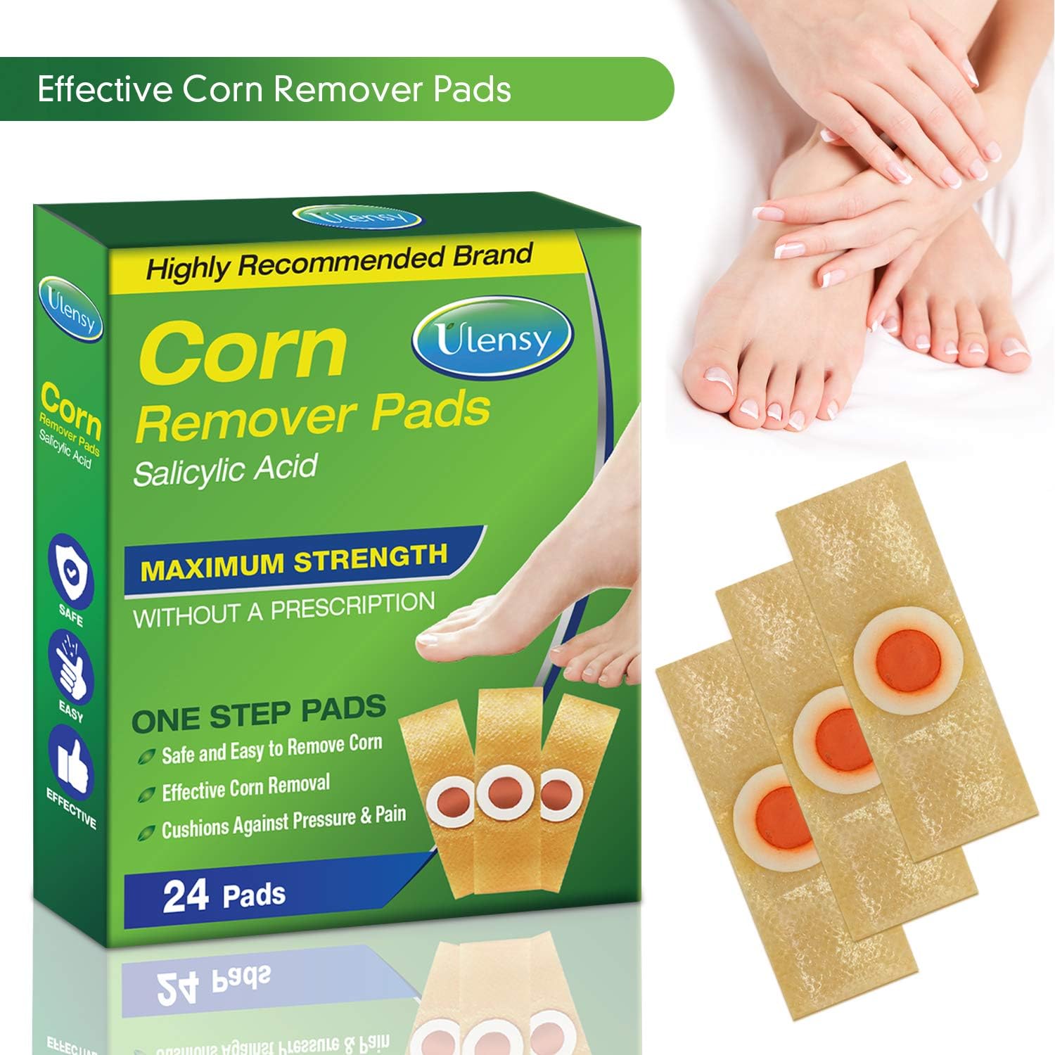 Corn Remover, 24 Corn Remover Pads, Toe Corn and Callus Removal, Corn Treatment Pads, Corn Remover Pads for Foot Corn Removal, 24 Pads: Health & Personal Care