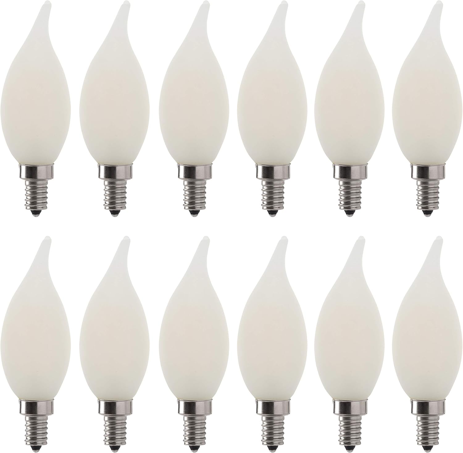 LED 6W Flame Tip Filament Frosted Chandelier Light Bulb, 60W Equivalent