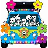 Halloween Trunk or Treat Car Decorations Kit for SUV with Skeleton Flower Theme Garage Door Banner Haunted House Waterproof Archway Outdoor Party Supplies