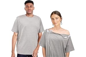 ZHIAMZ Uni-Sex Post Shoulder Surgery Shirt & Rehab Shirt with Upgraded Hook Loop On Fasteners, Convenient and Quick, Chemo Clothing