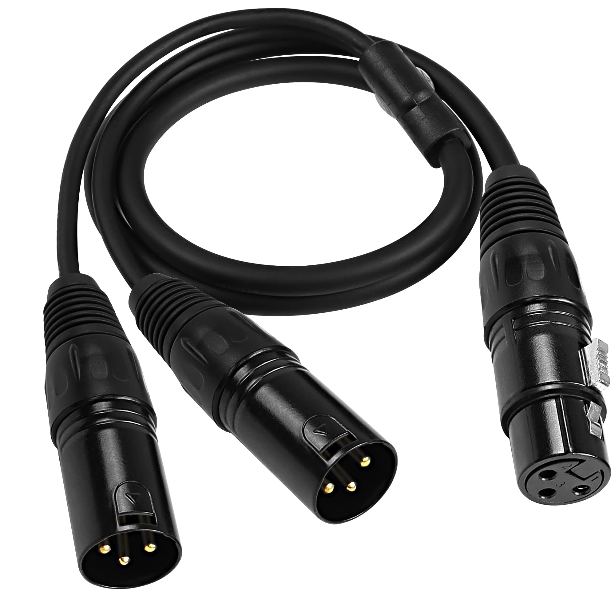MEIRIYFA XLR Splitter Cable 1 Female to 2 Male Microphone Cable, 3Pin XLR to Dual XLR Balanced Patch Y Mic Audio Adapter Cable - 0.8M
