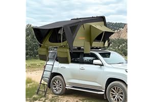 SAN HIMA Sanhima Rooftop Tent Hard Shell - Jervis Overland Aluminium ABS Roof Top Tent w/Stargaze Window & LED Strip Light for Car SUV Truck Camping, 2-3 People