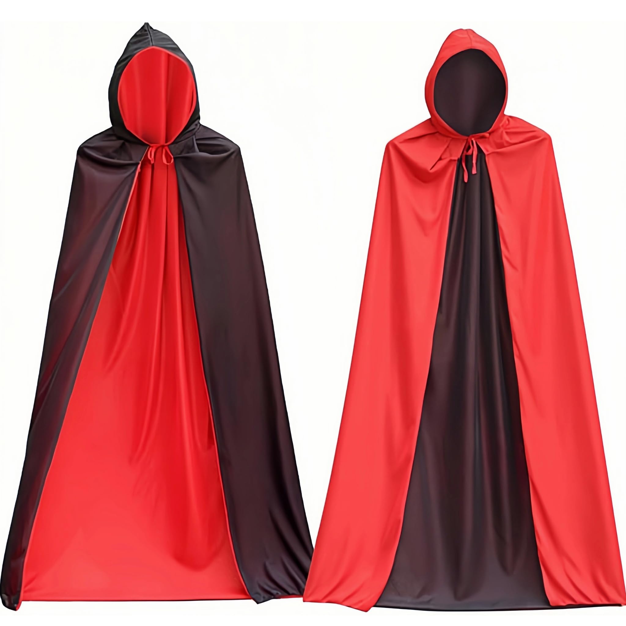 Veroda Grim Reaper Costumes Black Red Double Sided Cloak Cape for Halloween Vampire Cosplay Fancy Dress Costume (little kids)