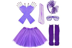 Miayon Kids 6 in 1 Costume Accessories 1970s 1980s Fancy Outfits and Dress for Cosplay Party Theme Party for Girl