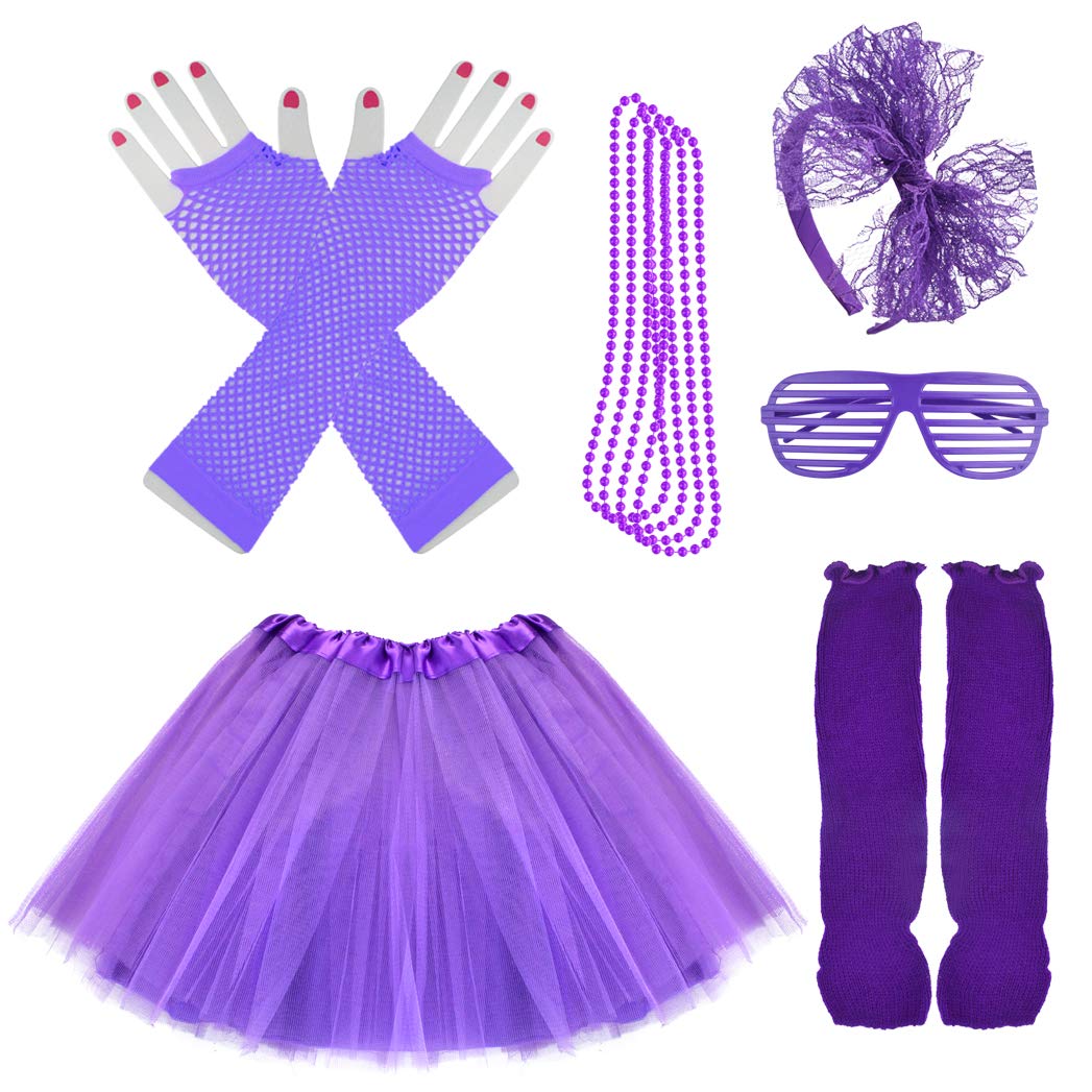 Photo 1 of Miayon Kids 6 in 1 Costume Accessories 1970s 1980s Fancy Outfits and Dress for Cosplay Party Theme Party for Girl