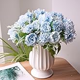 ASTRYAS Artificial Flowers, 4Pcs Blue Artificial Peonies Fake Peony Silk Hydrangeas for Decoration Faux Flower Arrangements for Home Decor Wedding Party (Light Blue)